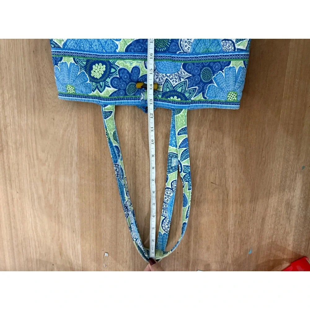 Vera Bradley Doodle Daisy Blue Green Quilted Cotton Floral Tote Shoulder bag